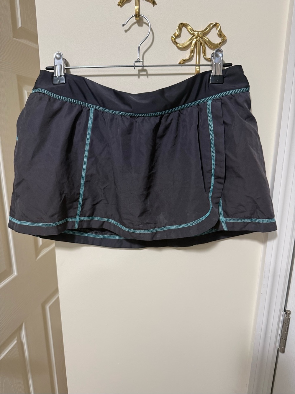 ZeroXposur Black Swim Skirt with Teal Stitching